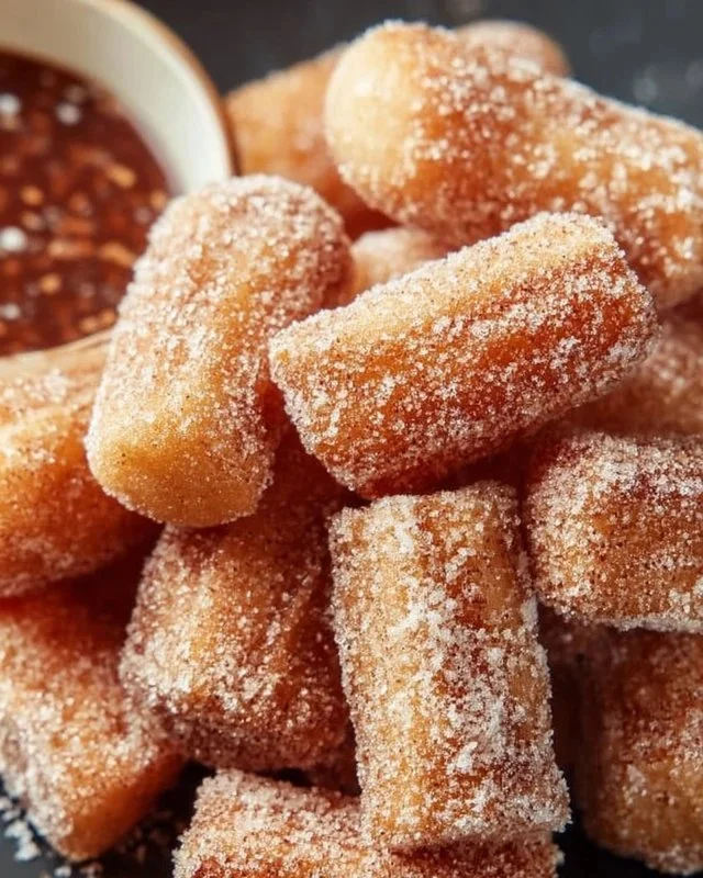 Healthy air fryer churro bites sprinkled with cinnamon sugar