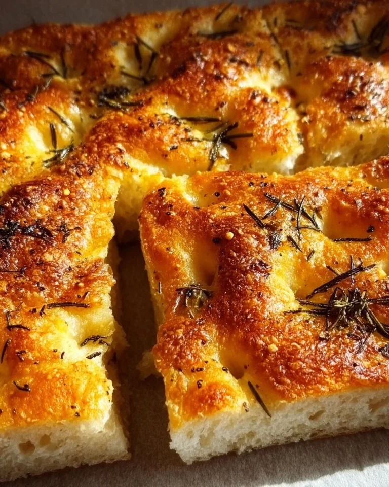 Homemade focaccia bread topped with herbs and olive oil