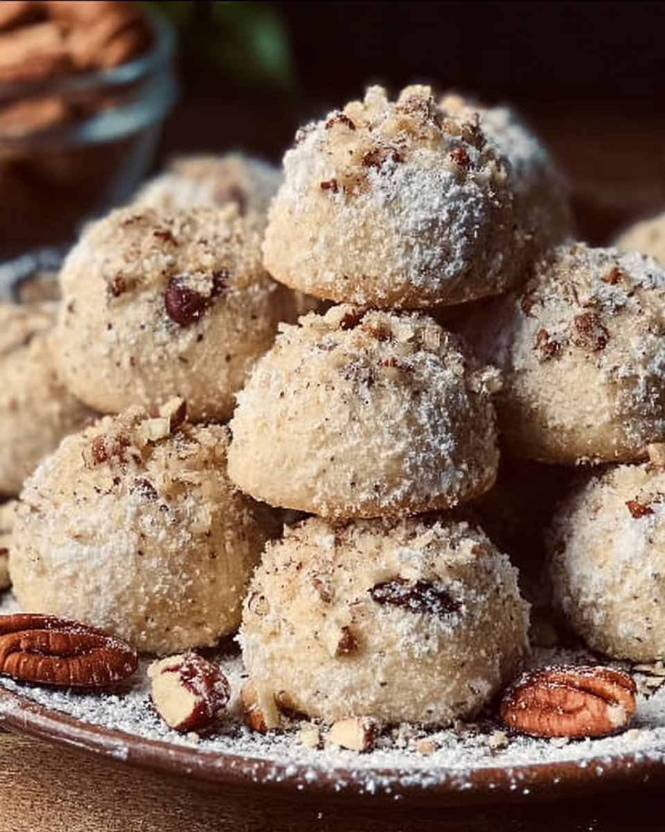 Buttery Pecan Snowball Cookies