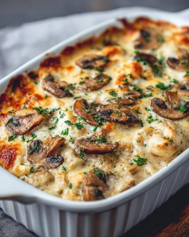 Keto Garlic Mushroom Chicken Casserole
