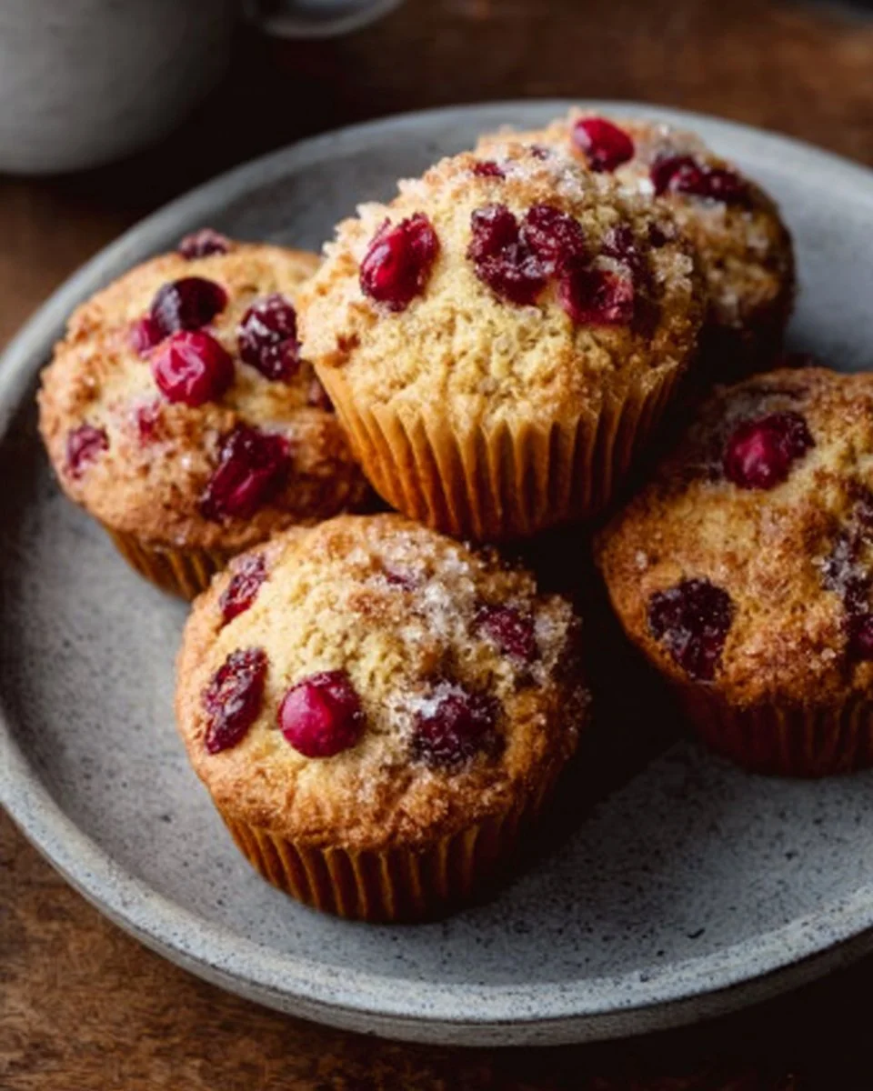 Freshly baked cranberry muffins by Ina Garten