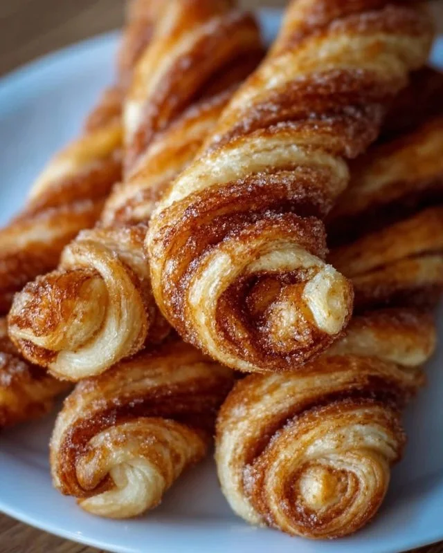 Delicious homemade cinnamon twists topped with sugar and cinnamon
