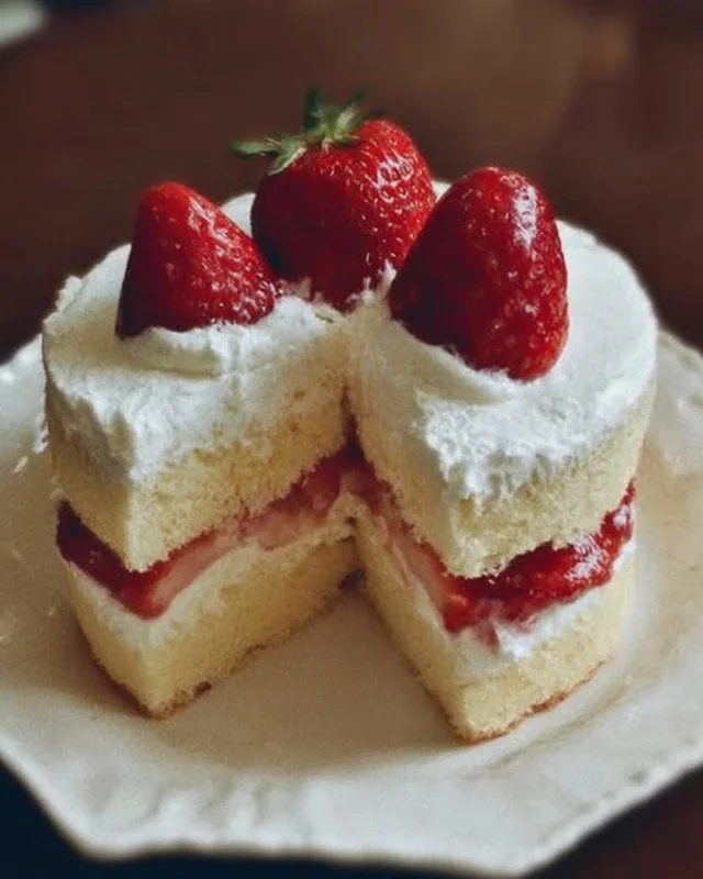 Japanese strawberry sponge cake, a delicious variation of strawberry shortcake.