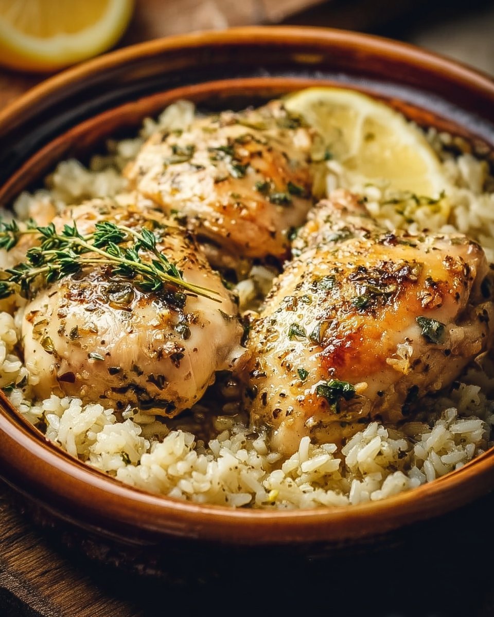 Slow Cooker Lemon Herb Chicken and Rice