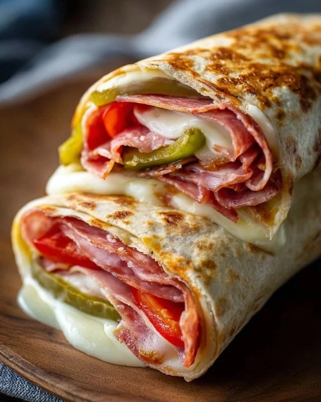 Low-Carb Italian Sub Wrap served in a tortilla melt style