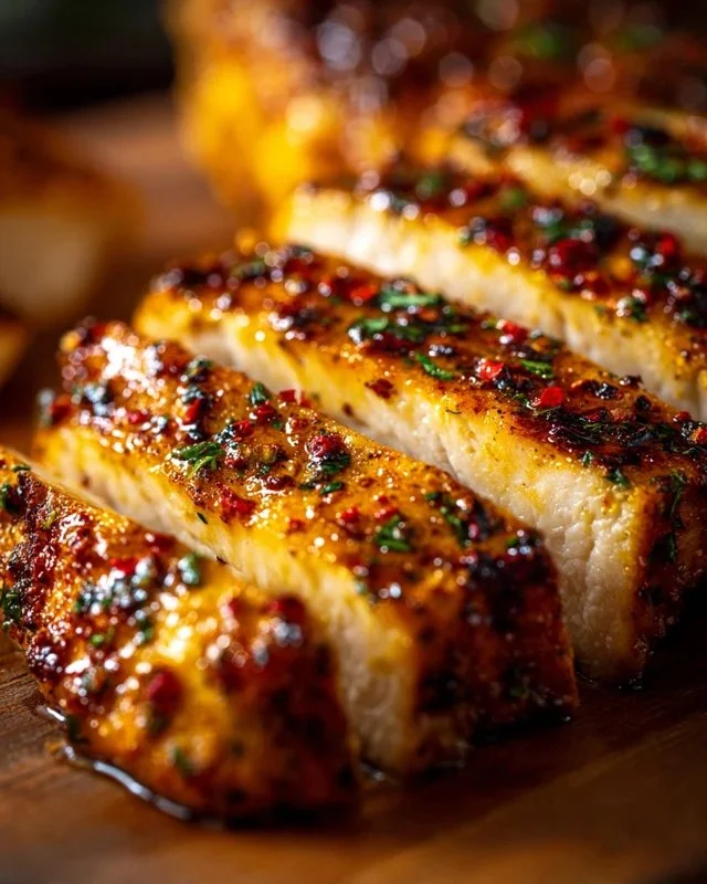 Tender and juicy melt in your mouth chicken breast ready to serve.