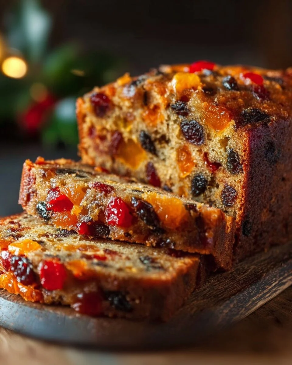 Old-fashioned Never Fail Fruit Cake with a colorful assortment of dried fruits