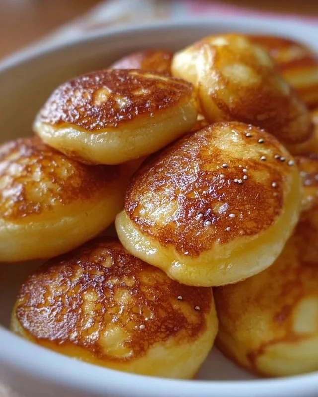 Delicious pancake poppers served fresh on a plate.