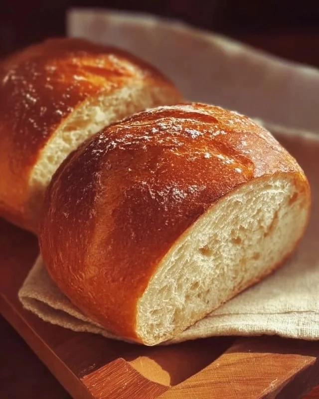 Freshly baked quick German bread on a wooden table