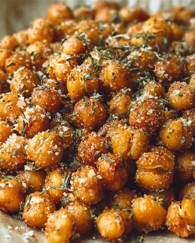 Bowl of ranch flavored crispy roasted chickpeas ready for snacking