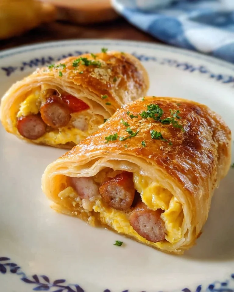 Delicious sausage egg breakfast roll-ups served on a plate, perfect for morning meals.