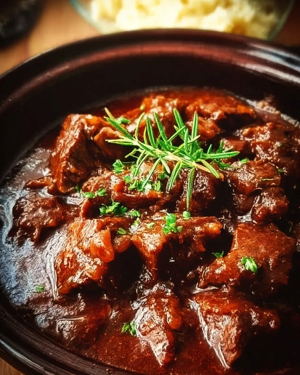 Slow Cooker Beef Manhattan served with gravy and sides