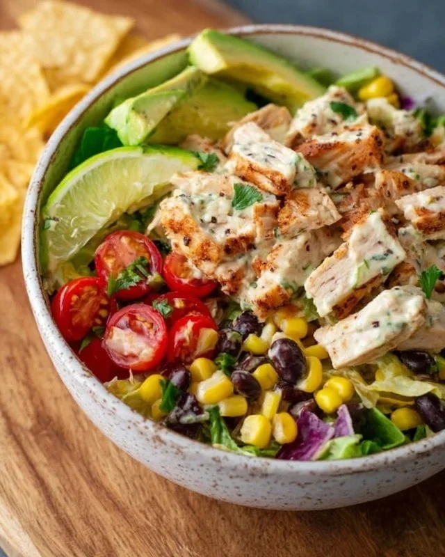 Delicious and vibrant Southwest Chicken Salad with grilled chicken and fresh vegetables