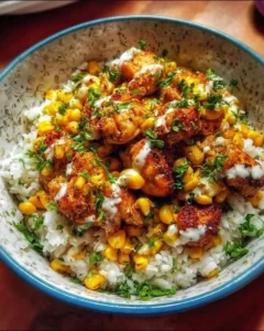 Delicious Street Corn Chicken Rice Bowl with vibrant ingredients