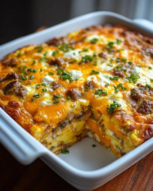 Delicious ultimate overnight breakfast casserole served on a brunch table
