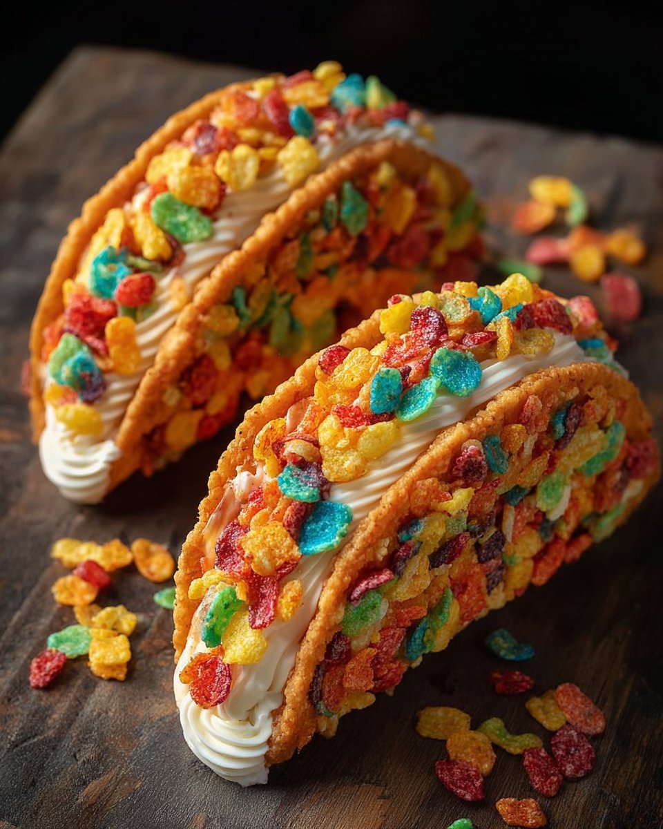 Fruity Pebbles Cheesecake Tacos