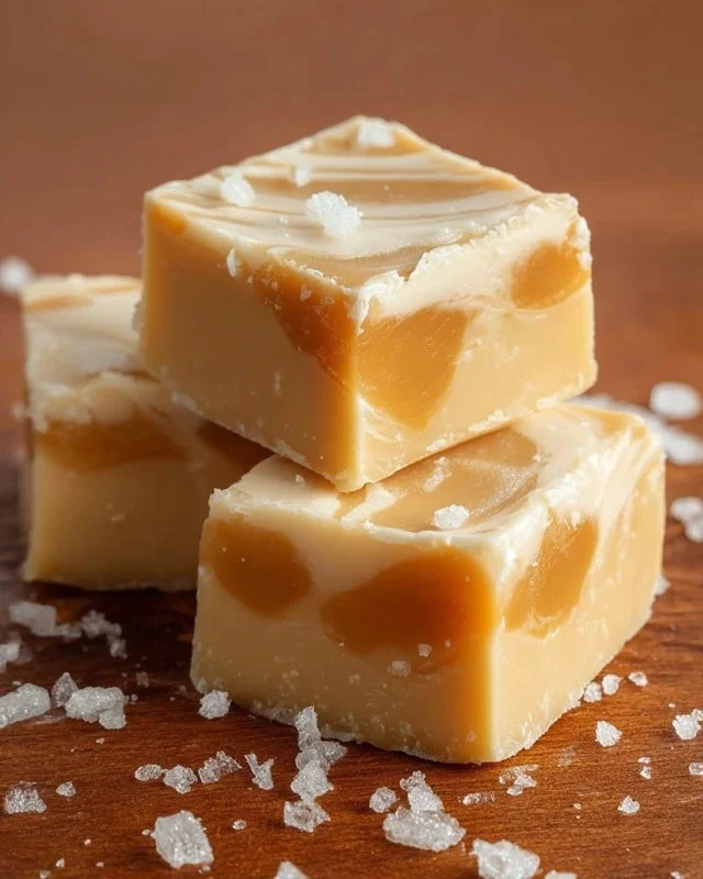 Delicious white chocolate caramel fudge with chocolate drizzle and caramel topping