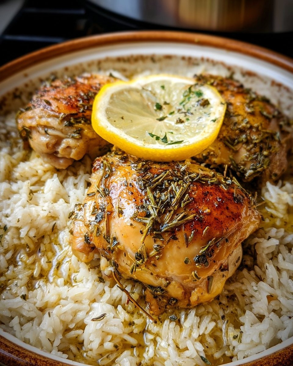 Slow Cooker Lemon Herb Chicken with Fluffy Rice