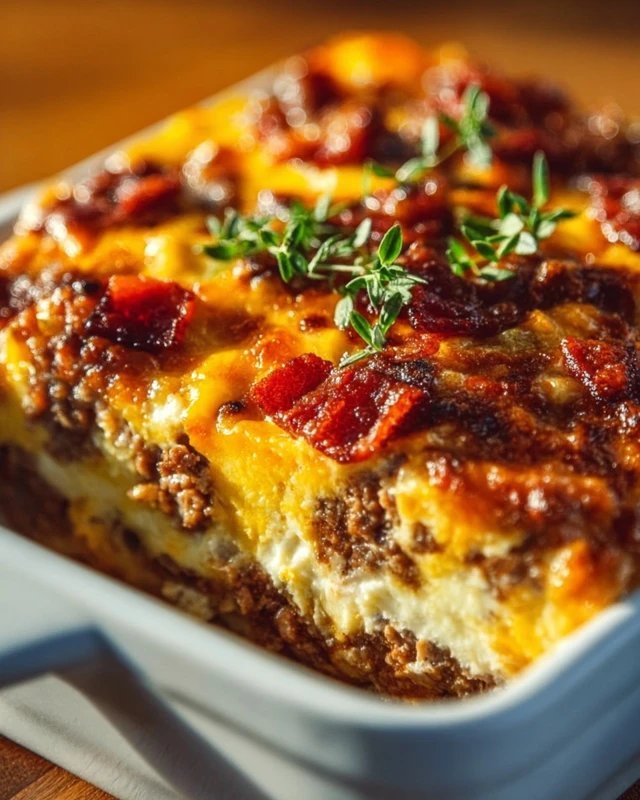 Low-Carb Bacon Cheeseburger Casserole