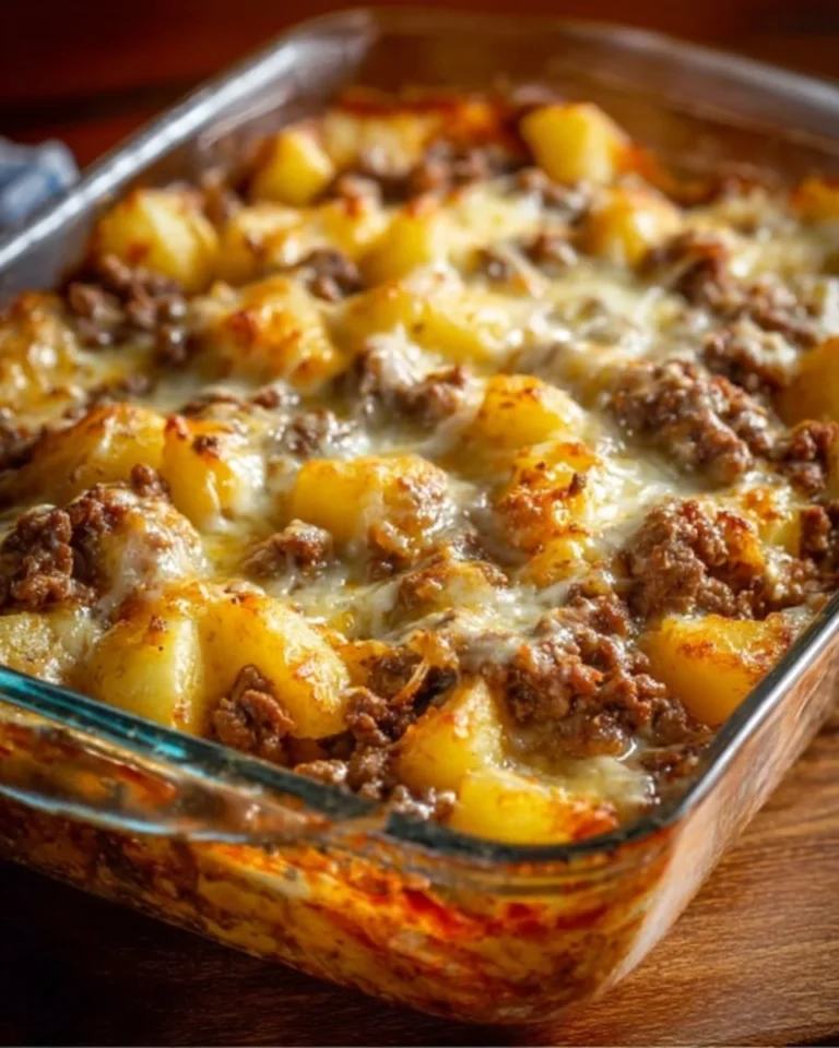 5-Ingredient Hamburger and Potato Casserole ready for serving