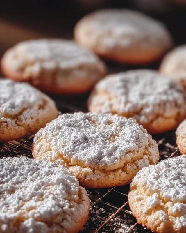 Delicious Almond Cloud Cookies on a plate, topped with almond slices