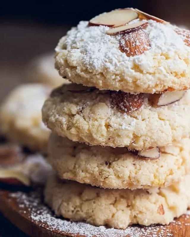 Freshly baked almond paste cookies topped with icing on a cooling rack