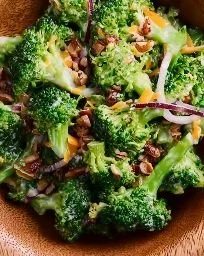 Delicious and healthy broccoli salad with fresh ingredients