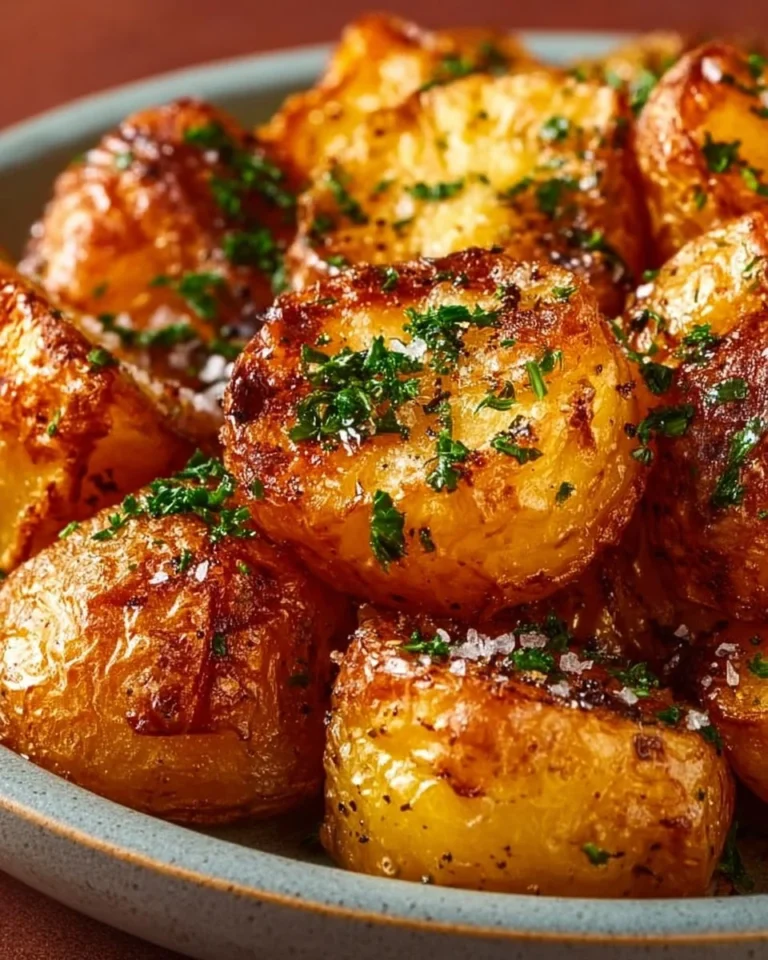Deliciously golden and crispy roast potatoes served in a bowl.