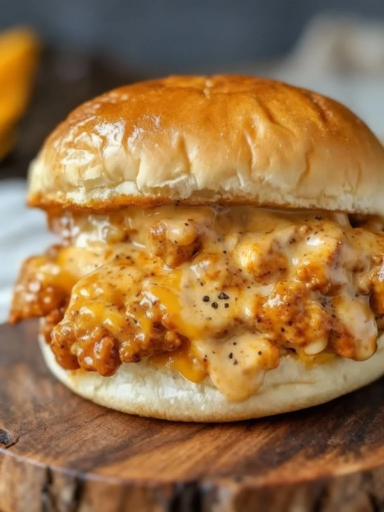 Delicious Cajun Chicken Sloppy Joes served on a rustic plate.