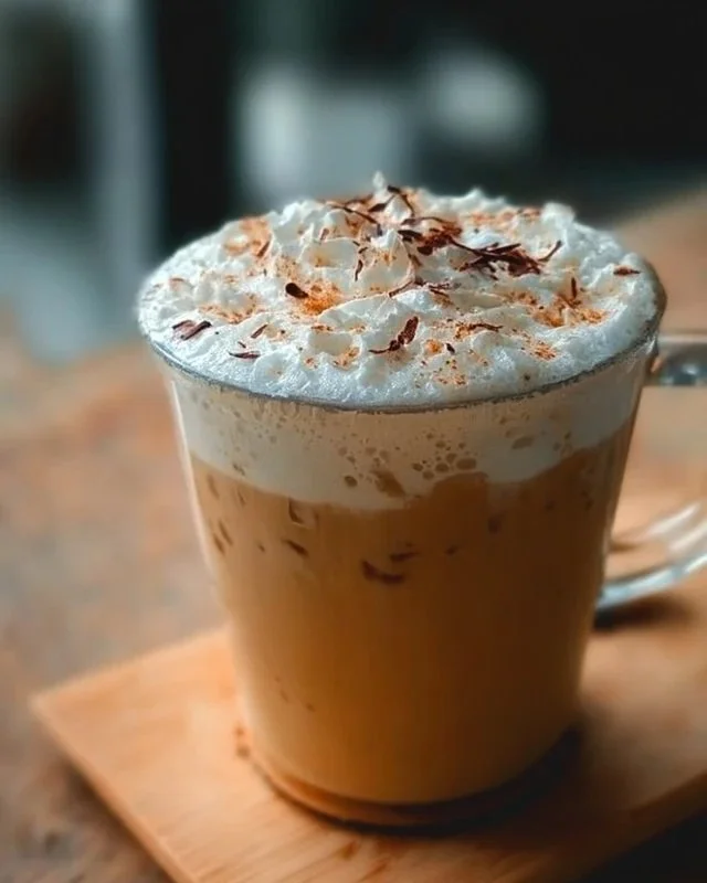A delicious Chai Pumpkin Latte topped with whipped cream and spices.