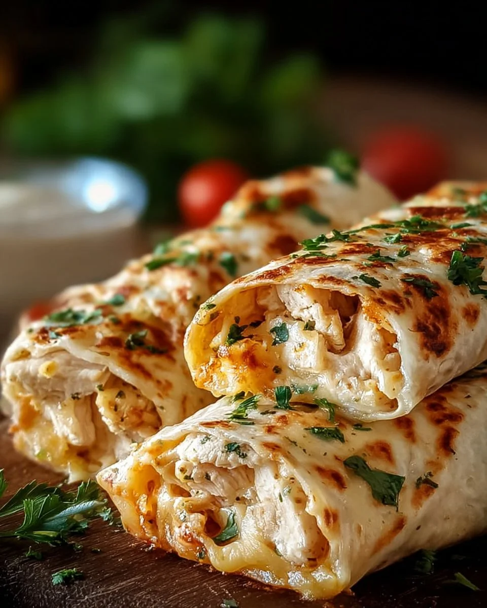 Cheesy Chicken Garlic Wraps