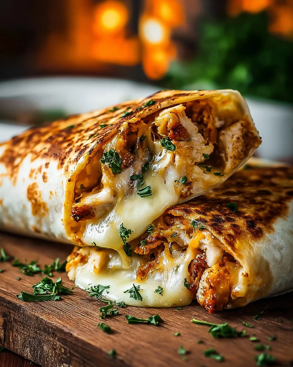 Cheesy Garlic Chicken Wraps
