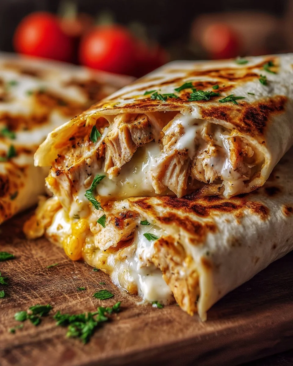 Cheesy Garlic Chicken Wraps