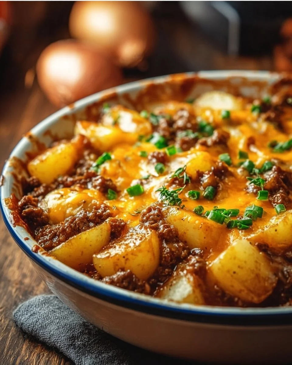 Cheesy Ground Beef & Potato Casserole
