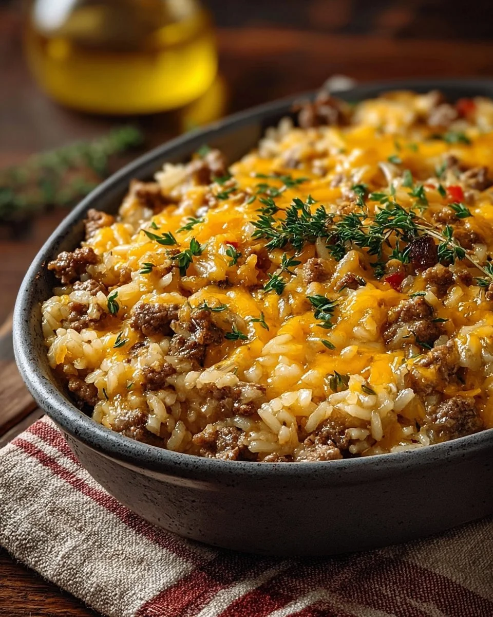 Cheesy Hamburger Rice Casserole
