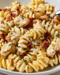 Creamy Chicken Bacon Ranch Pasta dish served in a bowl