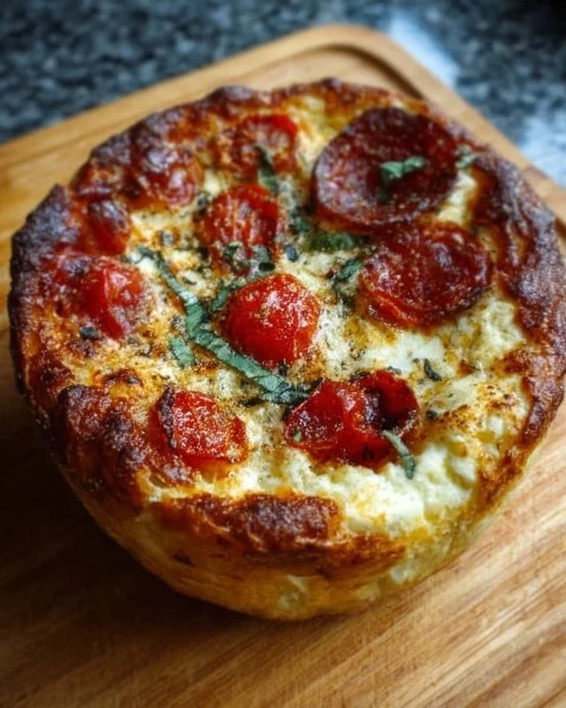 Healthy Cottage Cheese Pizza Bowl topped with fresh ingredients