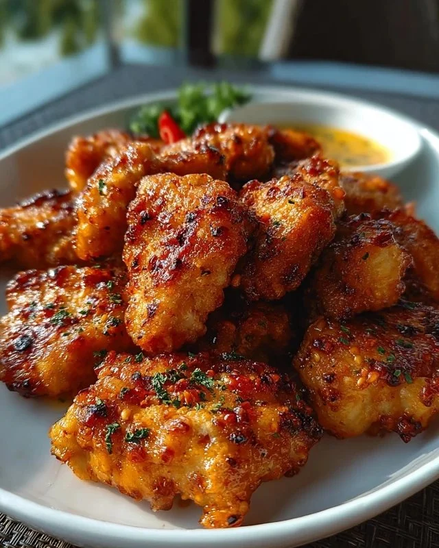 Delicious Cowboy Butter Chicken Bites served with dipping sauce