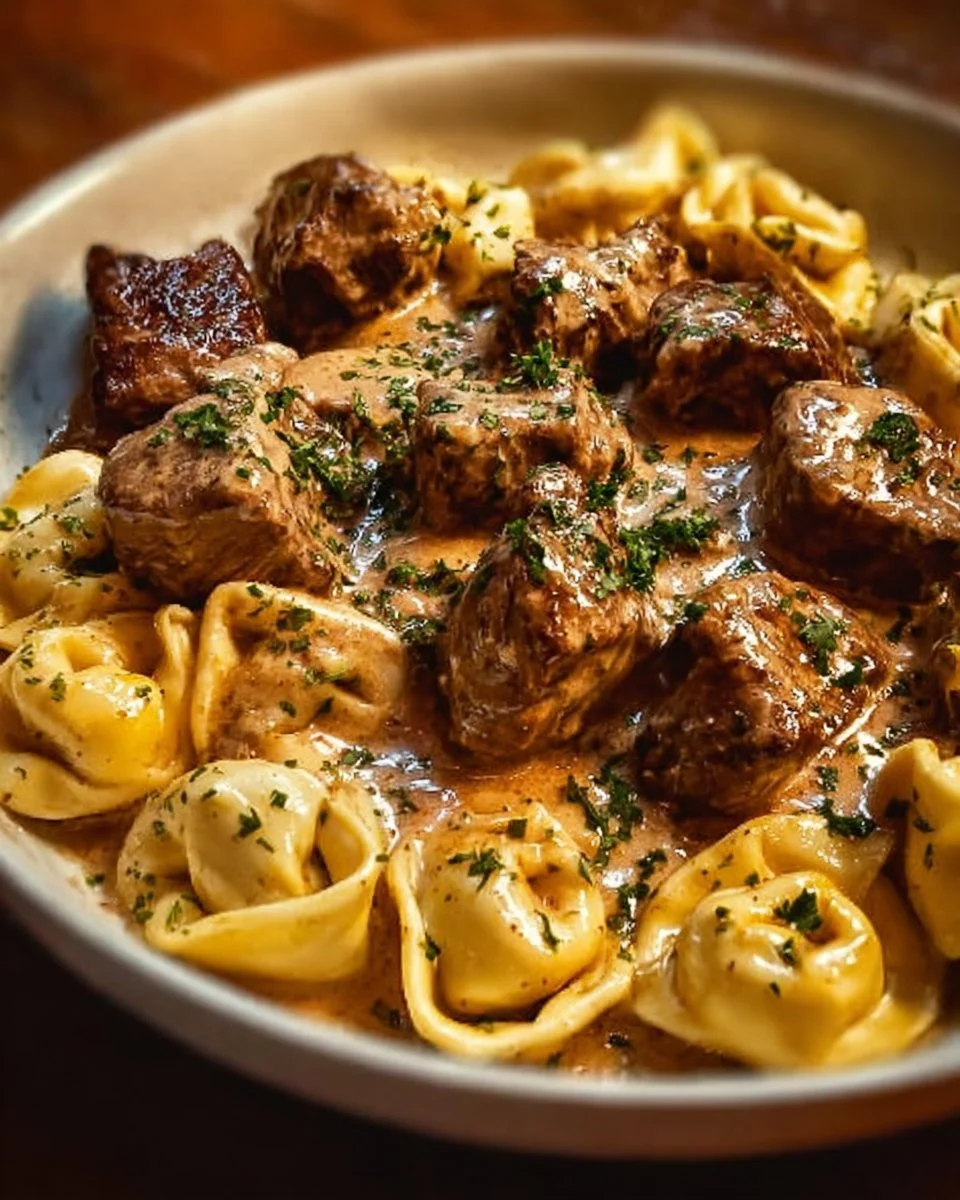 Delicious Cracked Garlic Steak Tortellini in Creamhouse Sauce