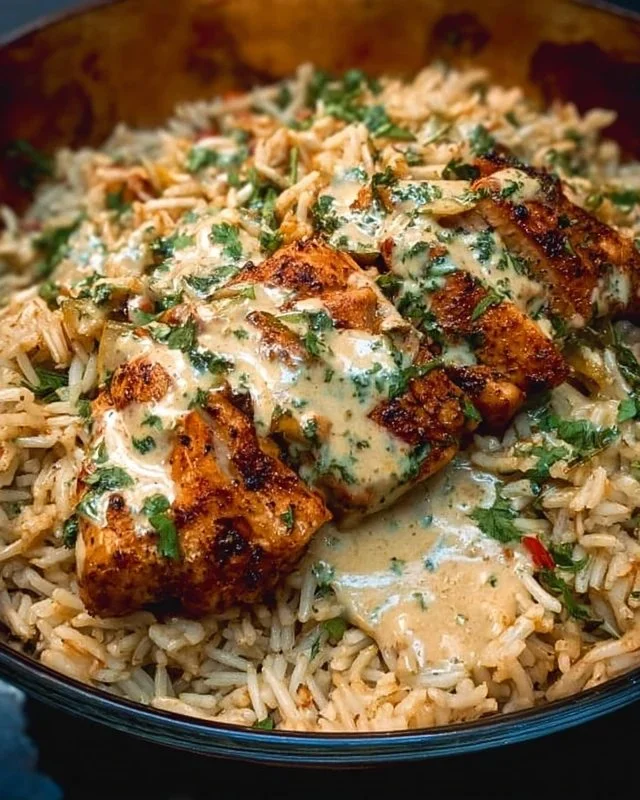 Creamy Cajun Chicken and Rice Bowls served in a colorful dish