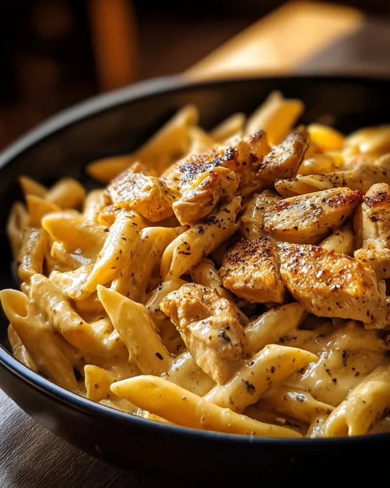 Creamy Cajun chicken pasta served in a bowl with herbs and spices