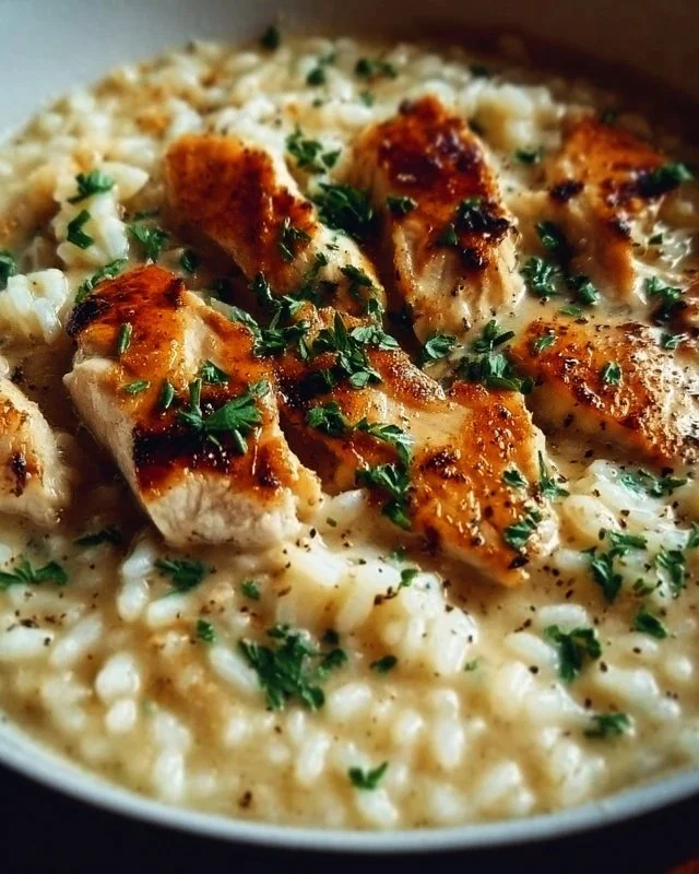 Creamy chicken rice dish cooked in an Instant Pot, perfect for a cozy dinner