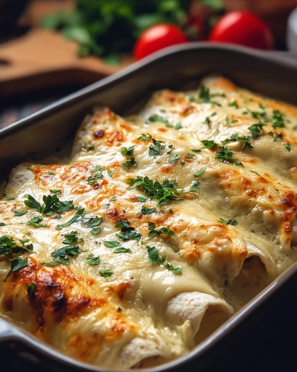Creamy White Chicken Enchiladas