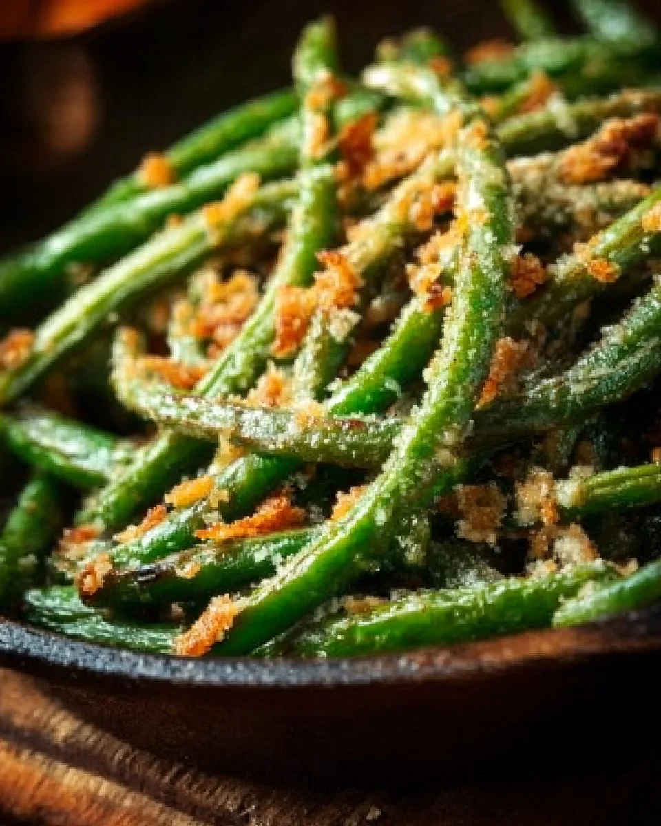 Crispy Garlic Parmesan Roasted Green Beans