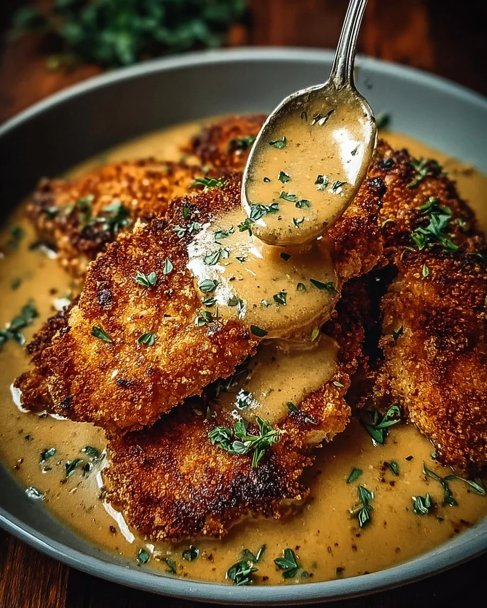 Crispy Parmesan Chicken with a Rich Garlic Sauce - Easy Dinner Idea