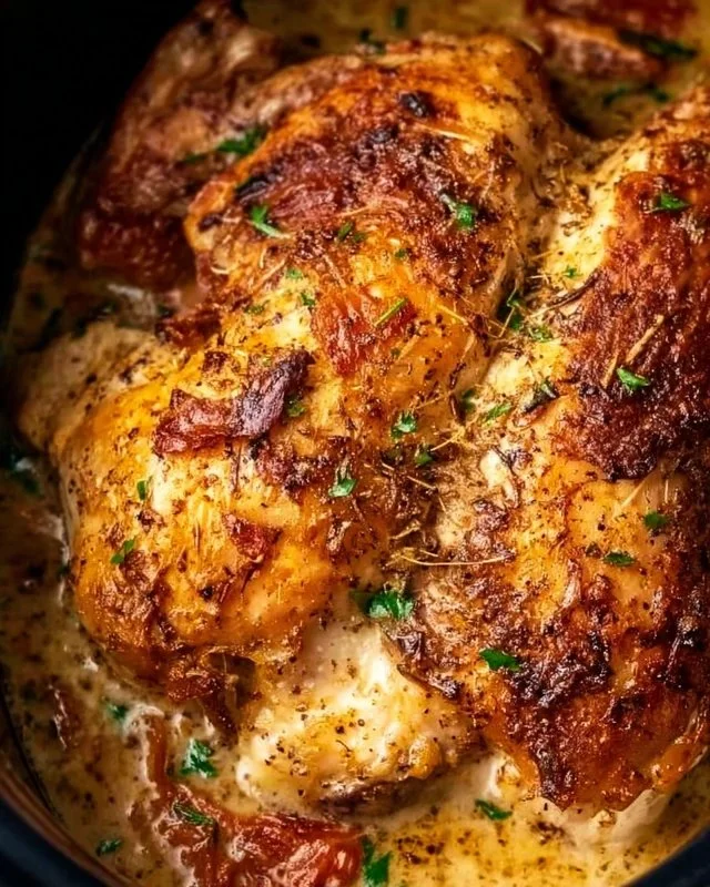 Delicious Crock Pot Marry Me Chicken served with fresh herbs and creamy sauce