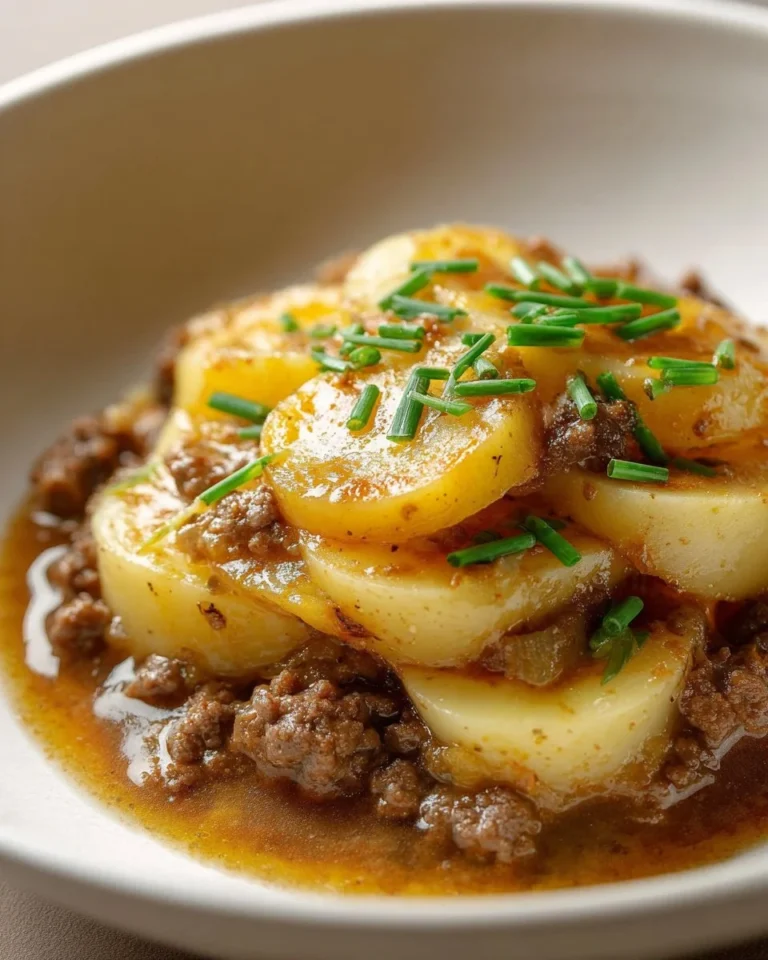 Delicious crockpot hamburger potato casserole dish ready to serve