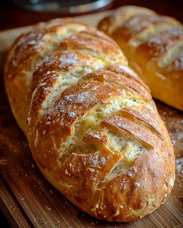 Homemade crusty Italian bread loaf fresh out of the oven