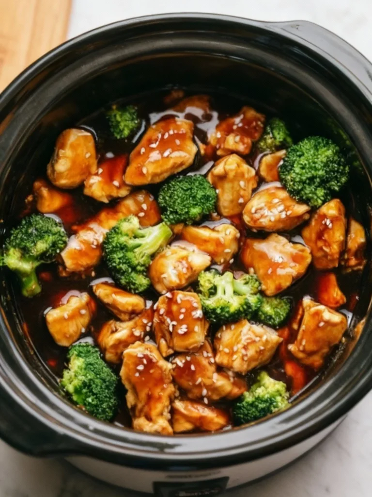 Dump and Go Crockpot Teriyaki Chicken served on a plate with steamed vegetables