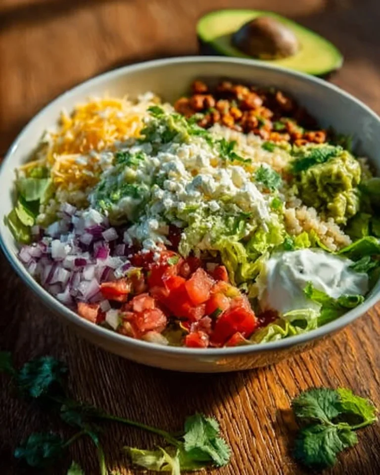 Delicious low carb burrito bowl with protein-rich ingredients